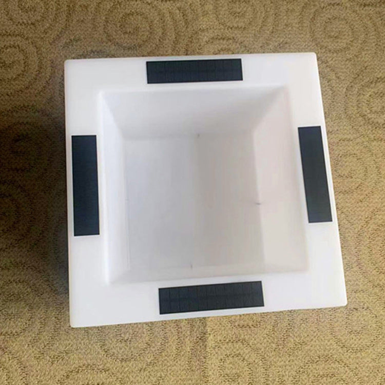 Modern Art Deco Solar Waterproof PE Square Planter LED Outdoor Light Landscape Lighting For Garden & Outdoor Patio