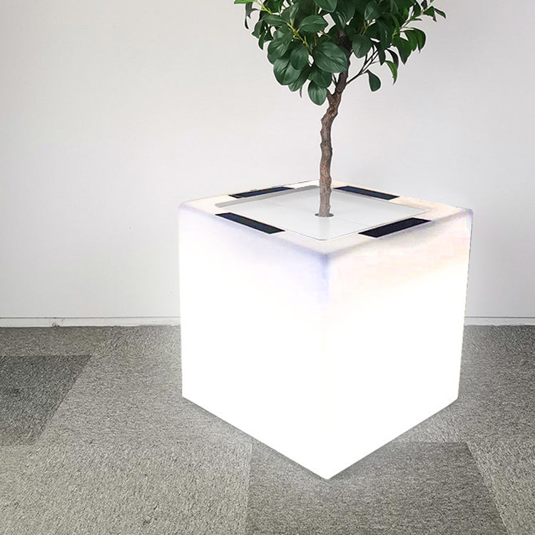 Modern Art Deco Solar Waterproof PE Square Planter LED Outdoor Light Landscape Lighting For Garden & Outdoor Patio