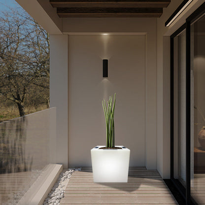 Modern Art Deco Solar Waterproof PE Square Planter LED Outdoor Light Landscape Lighting For Garden & Outdoor Patio