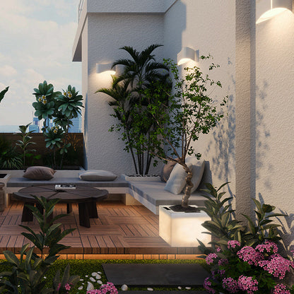 Modern Art Deco Solar Waterproof PE Square Planter LED Outdoor Light Landscape Lighting For Garden & Outdoor Patio