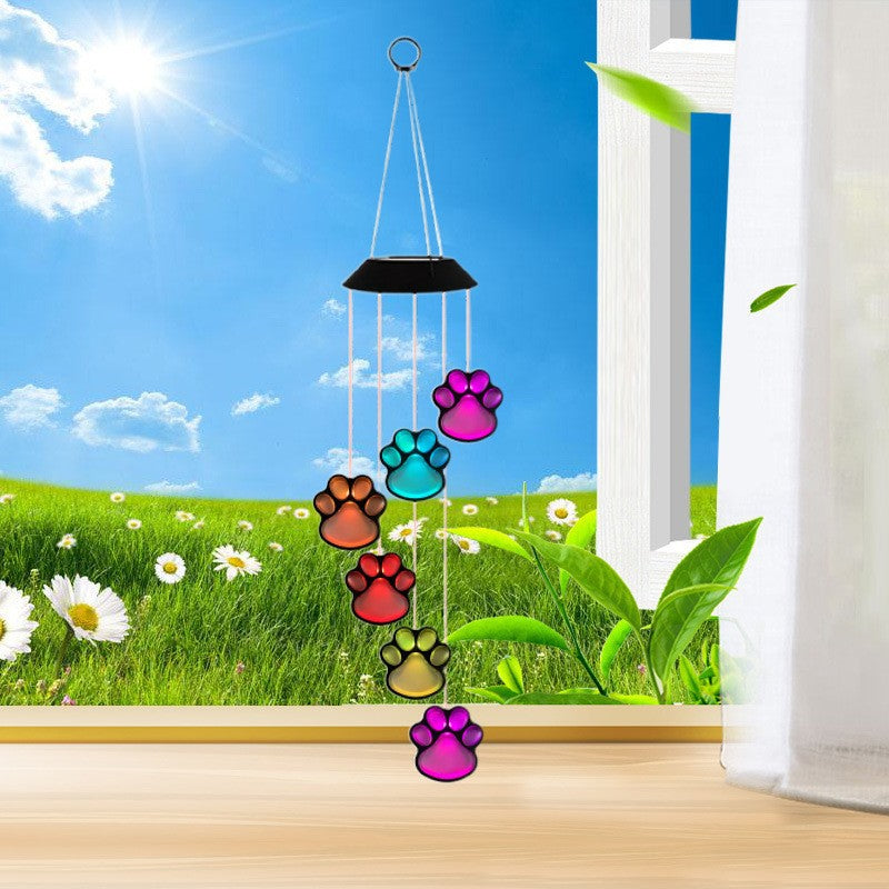 Modern Art Deco Solar Waterproof PP ABS Metal Cat Paw Wind Chime LED Outdoor Light Landscape Lighting For Garden & Outdoor Patio