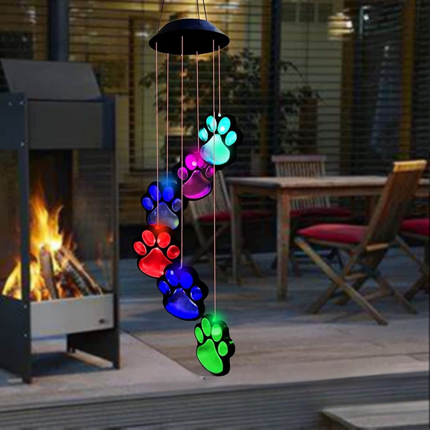 Modern Art Deco Solar Waterproof PP ABS Metal Cat Paw Wind Chime LED Outdoor Light Landscape Lighting For Garden & Outdoor Patio