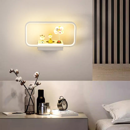 Modern Minimalist Iron Aluminum Resin Rectangular Wireless Phone Charging LED Wall Sconce Lamp For Bedside