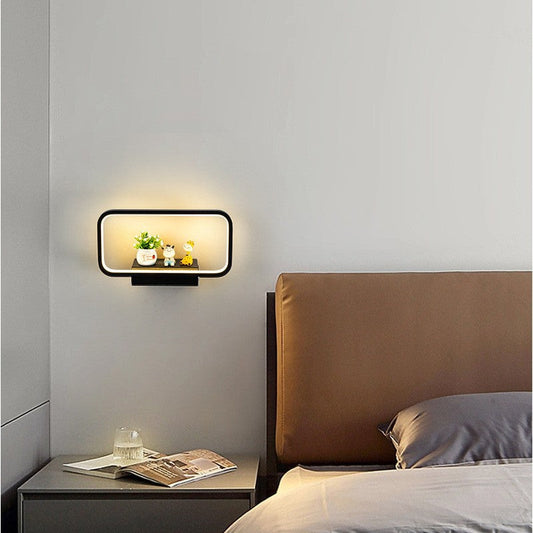 Modern Minimalist Iron Aluminum Resin Rectangular Wireless Phone Charging LED Wall Sconce Lamp For Bedside