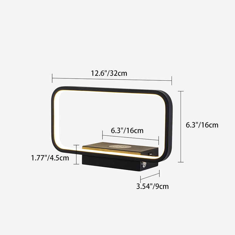 Modern Minimalist Iron Aluminum Resin Rectangular Wireless Phone Charging LED Wall Sconce Lamp For Bedside
