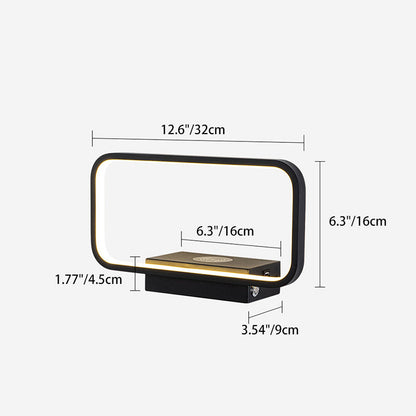 Modern Minimalist Iron Aluminum Resin Rectangular Wireless Phone Charging LED Wall Sconce Lamp For Bedside