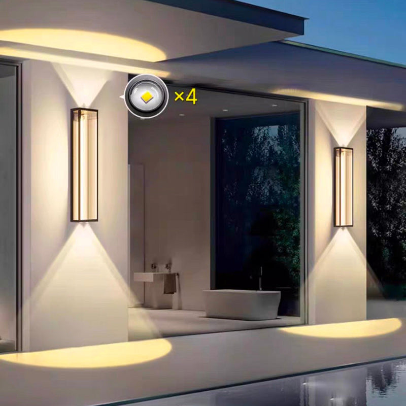 Modern Simplicity Waterproof Stainless Steel PC Rectangular Line Spotlight LED Wall Sconce Lamp For Outdoor Patio