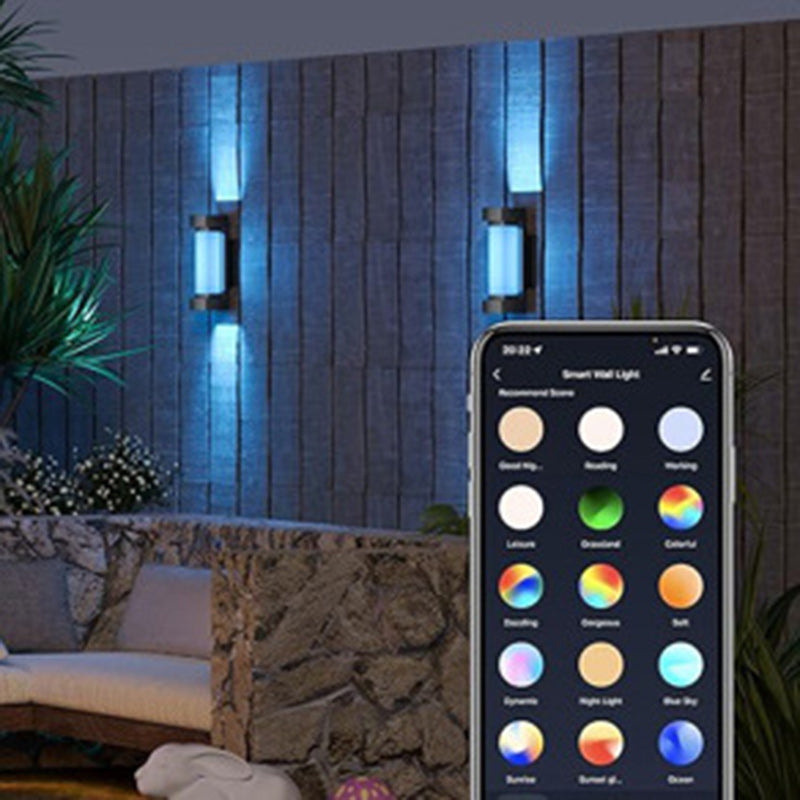Modern Simplicity Waterproof Aluminum PC Rectangular Smart LED Wall Sconce Lamp For Garden & Outdoor Patio