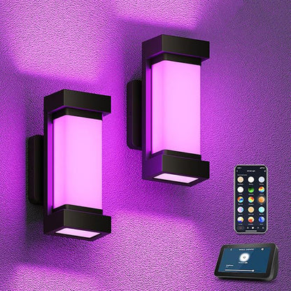 Modern Simplicity Waterproof Aluminum PC Rectangular Smart LED Wall Sconce Lamp For Garden & Outdoor Patio