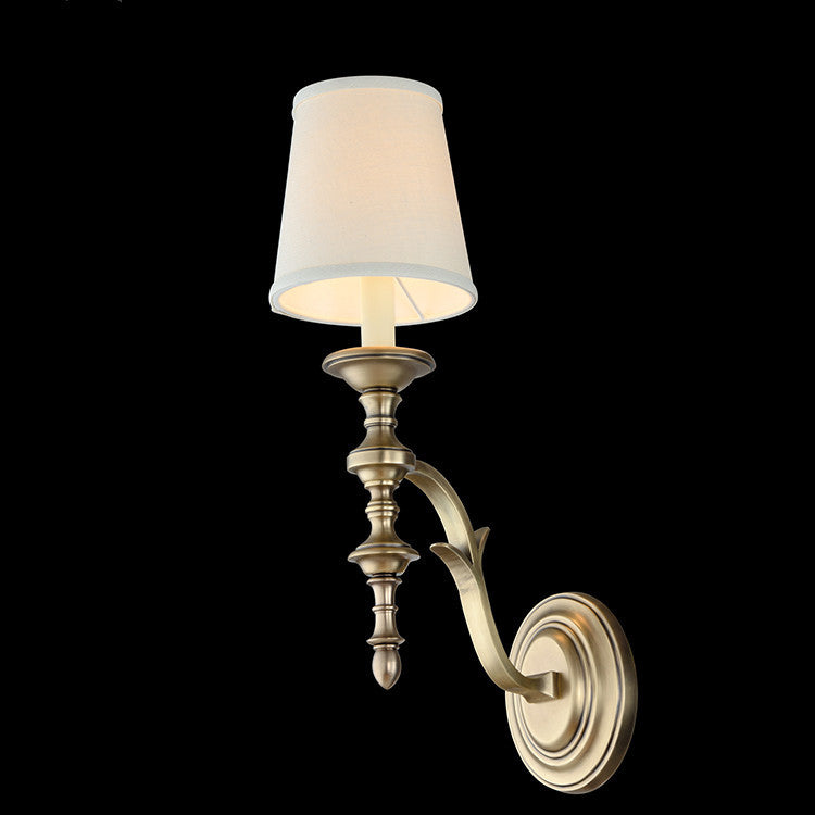 Modern Mid-Century Brass Fabric Cylindrical 1/2-Light Wall Sconce Lamp For Bedroom & Hallway