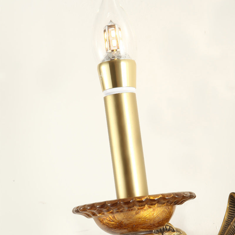 Traditional European Full Copper Mermaid Candle 1-Light Wall Sconce Lamp For Living Room & Bedroom