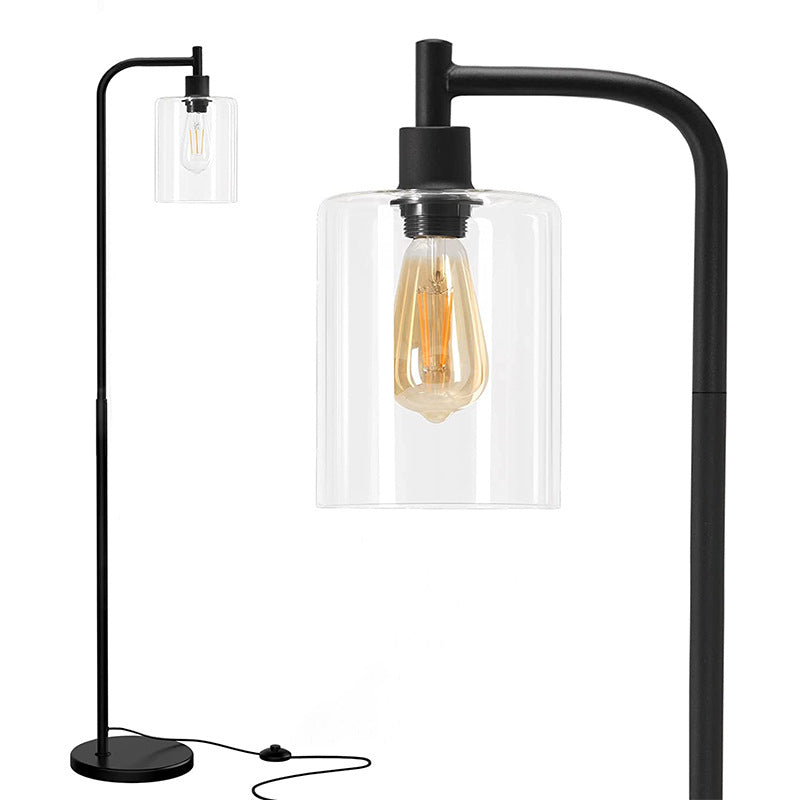 Modern Minimalist Iron Glass Pillar 1-Light Standing Floor Lamp For Living Room And Bedroom