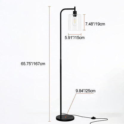 Modern Minimalist Iron Glass Pillar 1-Light Standing Floor Lamp For Living Room And Bedroom