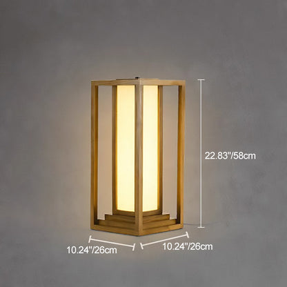 Traditional Japanese Ash Wood Fabric Cuboid LED Floor Lamp For Living Room And Bedroom