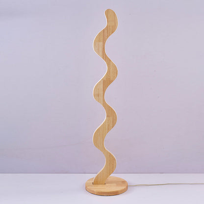 Contemporary Creative Oak & Acrylic Wavy LED Standing Floor Lamp For Living Room And Bedroom