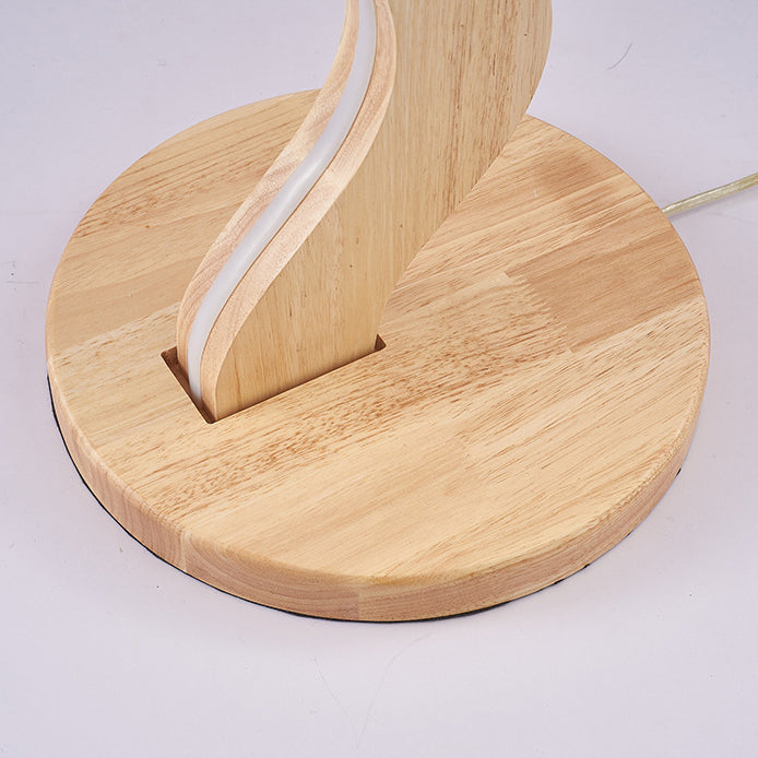 Contemporary Creative Oak & Acrylic Wavy LED Standing Floor Lamp For Living Room And Bedroom