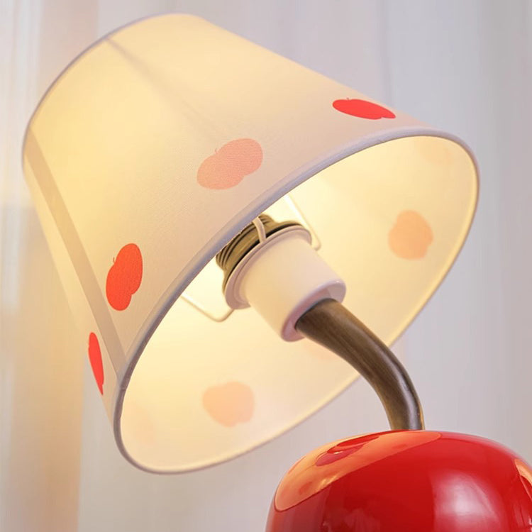 Contemporary Creative Resin & Fabric Tilted Apple 1-Light Table Lamp For Bedroom