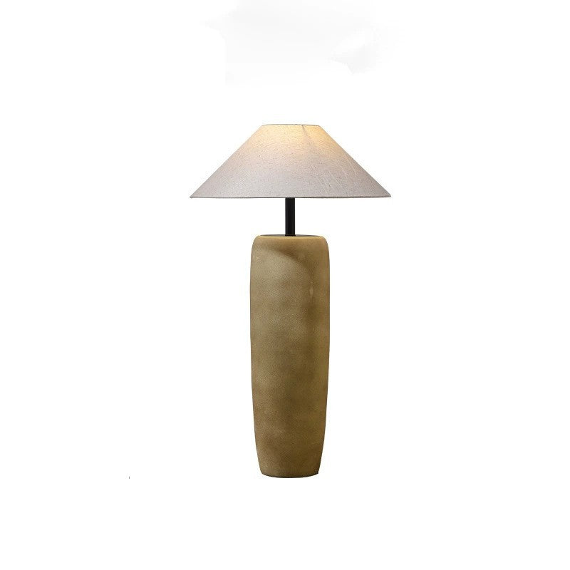 Traditional Japanese Ceramic & Fabric Jar-Shaped 1-Light Standing Floor Lamp For Living Room