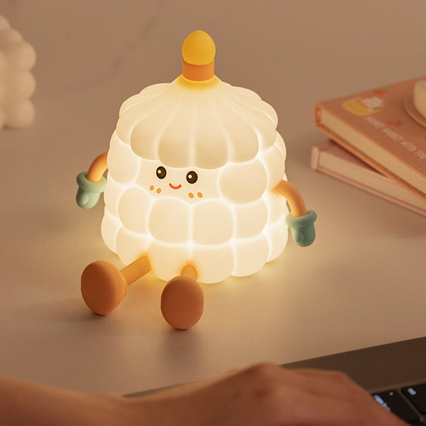 Contemporary Creative Silicone ABS Cute Birthday Cake LED Rechargeable Night Light Table Lamp For Bedroom