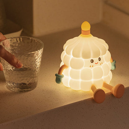 Contemporary Creative Silicone ABS Cute Birthday Cake LED Rechargeable Night Light Table Lamp For Bedroom