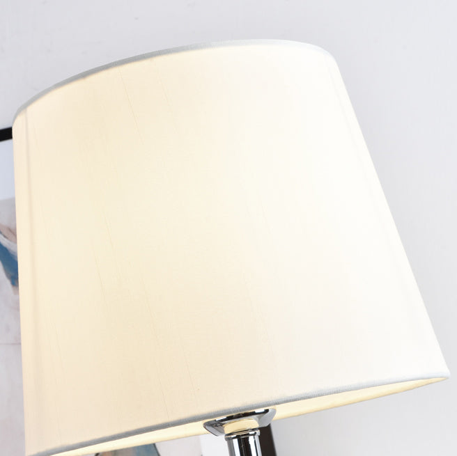 Contemporary Nordic Ceramic Fabric Floral Column 1-Light Table Lamp For Bedroom And Living Room