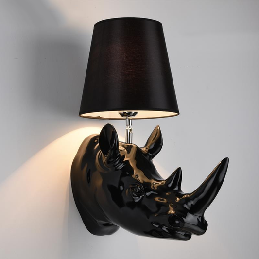 Contemporary Creative Resin And Fabric Rhino 1-Light Wall Sconce Lamp For Bedside