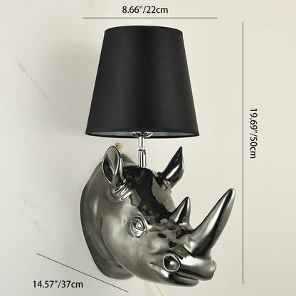 Contemporary Creative Resin And Fabric Rhino 1-Light Wall Sconce Lamp For Bedside