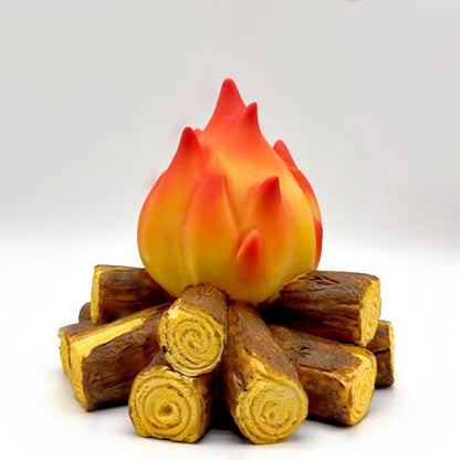 Modern Art Deco Battery Resin Simulated Firewood Flame LED Table Lamp Night Light For Bedroom