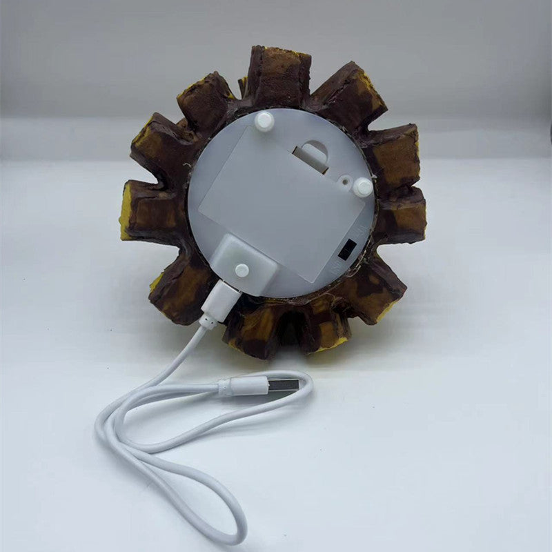 Modern Art Deco Battery Resin Simulated Firewood Flame LED Table Lamp Night Light For Bedroom