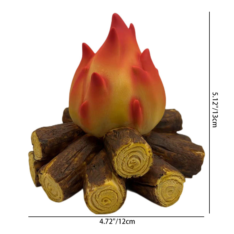 Modern Art Deco Battery Resin Simulated Firewood Flame LED Table Lamp Night Light For Bedroom