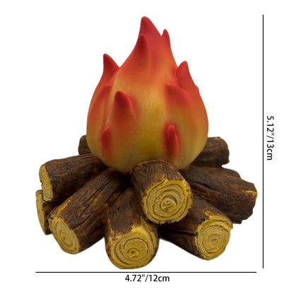 Modern Art Deco Battery Resin Simulated Firewood Flame LED Table Lamp Night Light For Bedroom