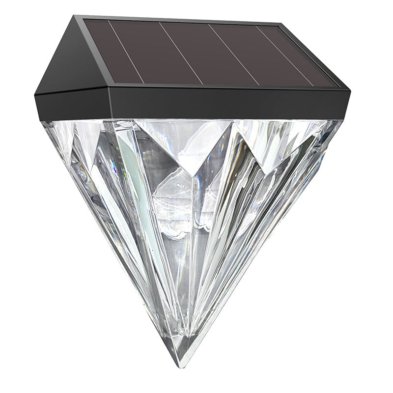 Modern Simplicity Solar Waterproof ABS And PS Diamond LED Outdoor Wall Sconce Lamp For Garden & Outdoor Patio