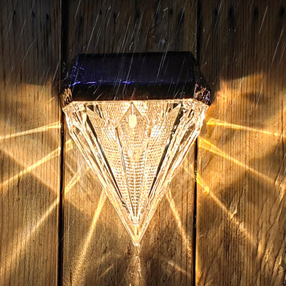 Modern Simplicity Solar Waterproof ABS And PS Diamond LED Outdoor Wall Sconce Lamp For Garden & Outdoor Patio
