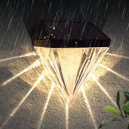 Modern Simplicity Solar Waterproof ABS And PS Diamond LED Outdoor Wall Sconce Lamp For Garden & Outdoor Patio