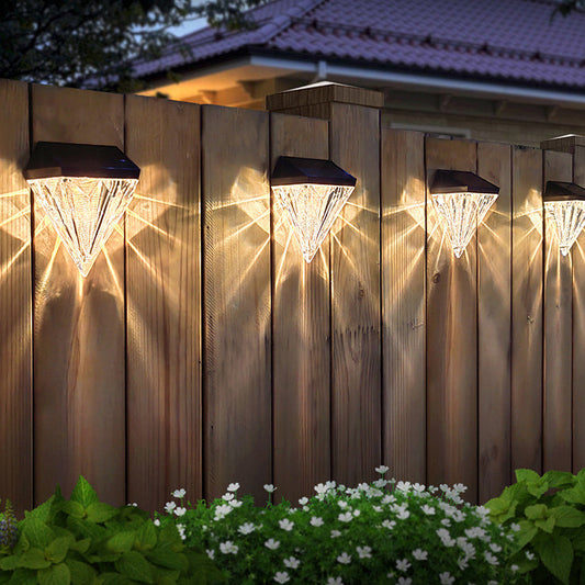 Modern Simplicity Solar Waterproof ABS And PS Diamond LED Outdoor Wall Sconce Lamp For Garden & Outdoor Patio
