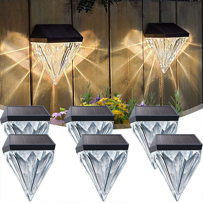 Modern Simplicity Solar Waterproof ABS And PS Diamond LED Outdoor Wall Sconce Lamp For Garden & Outdoor Patio
