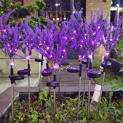 Modern Art Deco Solar Waterproof Stainless Steel PC & ABS Faux Lavender LED Outdoor Light Landscape Lighting For Garden & Outdoor Patio