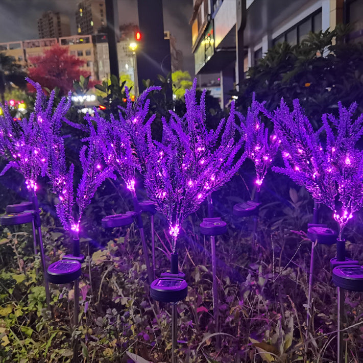 Modern Art Deco Solar Waterproof Stainless Steel PC & ABS Faux Lavender LED Outdoor Light Landscape Lighting For Garden & Outdoor Patio