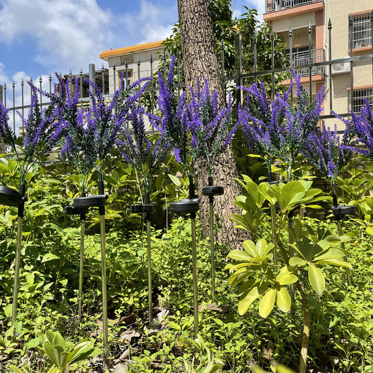 Modern Art Deco Solar Waterproof Stainless Steel PC & ABS Faux Lavender LED Outdoor Light Landscape Lighting For Garden & Outdoor Patio