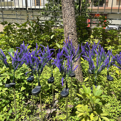 Modern Art Deco Solar Waterproof Stainless Steel PC & ABS Faux Lavender LED Outdoor Light Landscape Lighting For Garden & Outdoor Patio