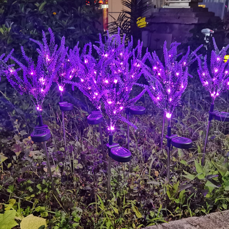 Modern Art Deco Solar Waterproof Stainless Steel PC & ABS Faux Lavender LED Outdoor Light Landscape Lighting For Garden & Outdoor Patio