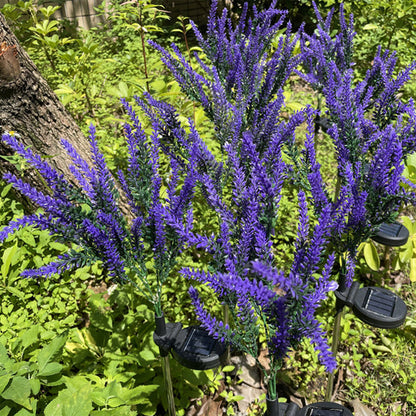 Modern Art Deco Solar Waterproof Stainless Steel PC & ABS Faux Lavender LED Outdoor Light Landscape Lighting For Garden & Outdoor Patio