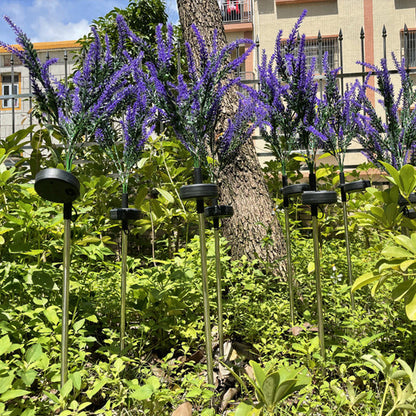 Modern Art Deco Solar Waterproof Stainless Steel PC & ABS Faux Lavender LED Outdoor Light Landscape Lighting For Garden & Outdoor Patio