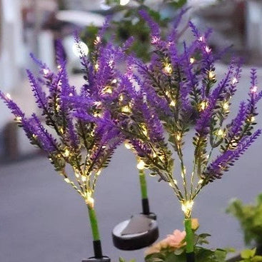 Modern Art Deco Solar Waterproof Stainless Steel PC & ABS Faux Lavender LED Outdoor Light Landscape Lighting For Garden & Outdoor Patio