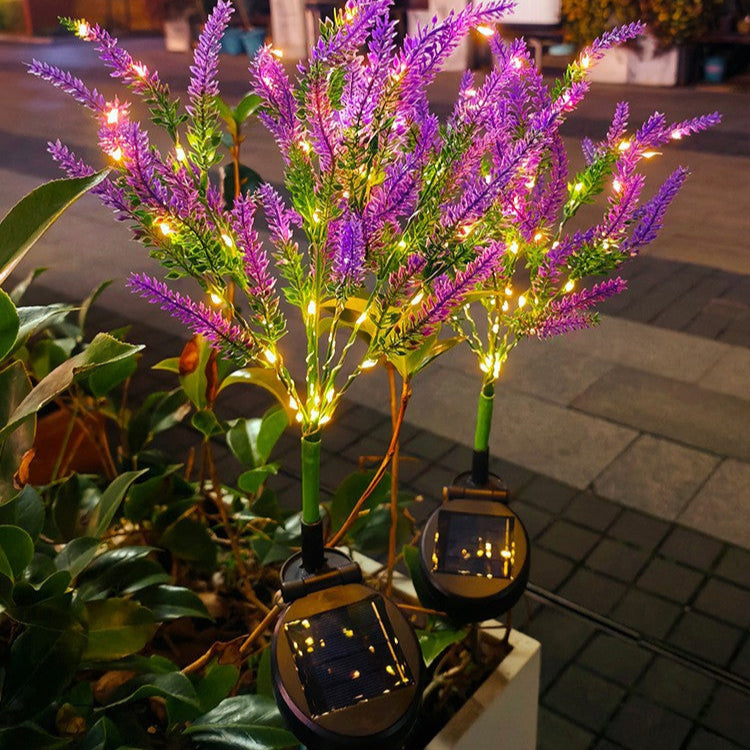 Modern Art Deco Solar Waterproof Stainless Steel PC & ABS Faux Lavender LED Outdoor Light Landscape Lighting For Garden & Outdoor Patio