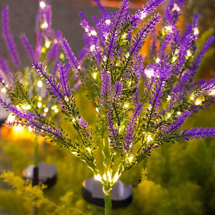 Modern Art Deco Solar Waterproof Stainless Steel PC & ABS Faux Lavender LED Outdoor Light Landscape Lighting For Garden & Outdoor Patio