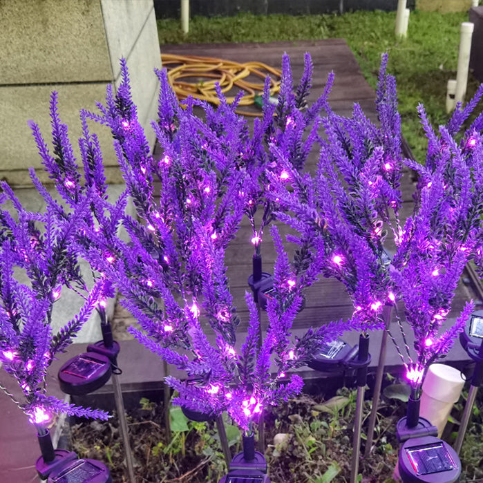 Modern Art Deco Solar Waterproof Stainless Steel PC & ABS Faux Lavender LED Outdoor Light Landscape Lighting For Garden & Outdoor Patio