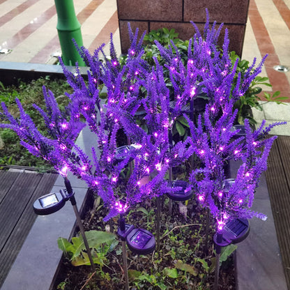 Modern Art Deco Solar Waterproof Stainless Steel PC & ABS Faux Lavender LED Outdoor Light Landscape Lighting For Garden & Outdoor Patio