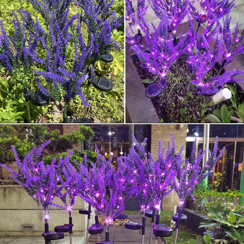 Modern Art Deco Solar Waterproof Stainless Steel PC & ABS Faux Lavender LED Outdoor Light Landscape Lighting For Garden & Outdoor Patio
