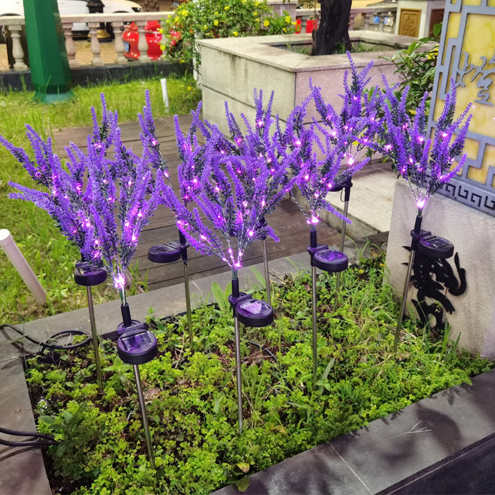 Modern Art Deco Solar Waterproof Stainless Steel PC & ABS Faux Lavender LED Outdoor Light Landscape Lighting For Garden & Outdoor Patio